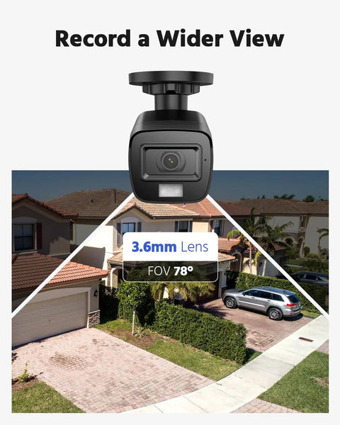 4 Pack 1080P HD Security Cameras For Outdoor And Indoor Use With 1920TVL, IP66 Waterproof showing wider FOV 78° view