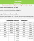 7 Fins Blender Blade Compatibility Table with compatible Ninja models and specifications