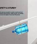 Top Shelf Pine Wood Indoor Guardrail In Crisp White With Non Slip Grip Heavy Duty Iron Supports Rounded Safety Edges And Kickass Setup For Houses Kindergartens Or Attics Built Like A Boss For Daily Hustle, showcasing sturdy handrail holding water bottle.