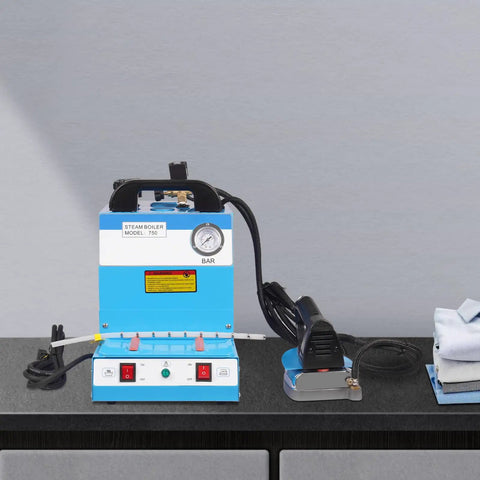 Heavy Duty Commercial Steam Iron And Pro Grade Fabric Steamer With 1600 Watt Boiler for quick fabric care on a countertop.