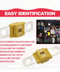 Pack Of 3 Heavy Duty 60 Amp Midi Fuses High Current Bolt On Swap For Cars Trucks showing yellow fuse for easy identification.