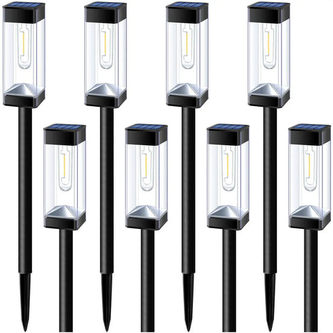Eight Pack Solar Pathway Lights Outdoor LED Waterproof 3000K Tungsten Filament Bulbs For Lawn Garden Driveway Walkways And Patios