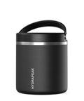 Slick Rugged Badass 25 Oz Double Wall Vacuum Insulated Food Storage Jar With Wide Mouth Leak Proof Lid Keeps Your Grub Scalding Hot Ten Hours Or Ice Cold Sixteen Hours Matte Black side view with handle.
