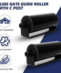 Front view of Two Pack Sliding Gate Guide Rollers With Post Welded Bracket Heavy Duty Sealed Ball Bearing Side Rollers 6 Inch UV Coated.