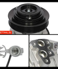 Close-up view of Straight Up Top Tier Air Conditioning Compressor Replacement With Clutch For Toyota Corolla 2003 Through 2008, showcasing details.