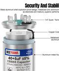 Beefed Up Heavy Duty Dual Run Capacitor 40 And 5 MFD CBB65 For AC Motors And Fans, 370 440 450V AC, 50 To 60 Hz, labeled specifications