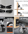 Heavy Duty Retractable Workbench Casters Kit includes 360° rotating polyurethane wheels and lift pedal for mobility.