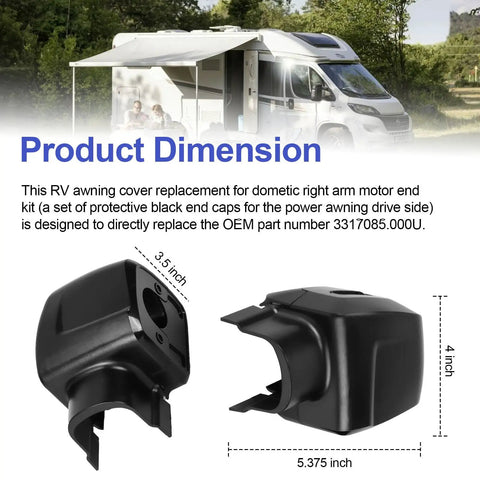 RV Awning End Cap Cover Replacement For Dometic Right Arm Motor End Kit Compatible With Dometic 9200 Series, dimensions