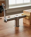 Desktop Vise Clamp For Workbench Boss Bench Dog Ratchet Clamp CNC Machined Precision Tool 19mm Fit Stainless Steel With Brass Bits Built For Makers DIY Hobbyists And Carpenters, brass jaw