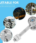 Heavy Duty Sliding Door Roller Pulley Assembly With Double Bearings For Smooth Gliding Patio And Window Rails Built Tough With Rock Solid Steel Hardware And A Tight Slip In Install showing stainless steel pulley with bolt.
