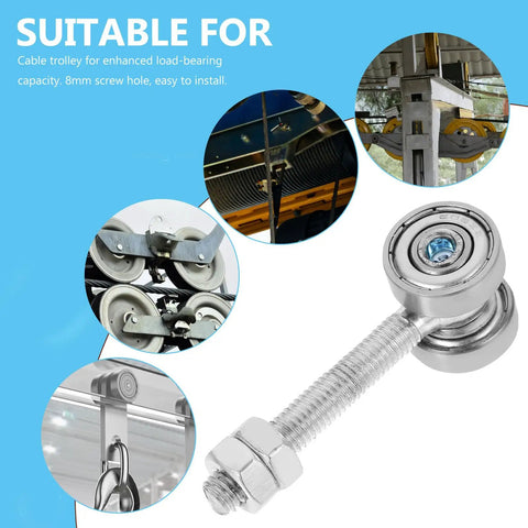 No Sweat Heavy Duty Sliding Door Roller Hanger With Double Bearing Steel Trolley Wheel For Smooth Gliding Bypass Closet Hardware Rust Resistant Track Pulley Quick Install with 8mm screw hole.
