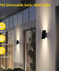 Rock Solid Solar Wall Lights With Up And Down Next Level Glow built for outdoor patios, showing IP65 dimmable solar wall light.