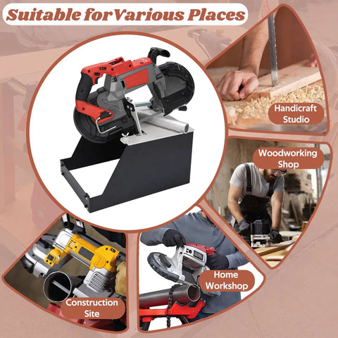 Heavy Duty Alloy Steel Portable Band Saw Stand for 2729-20 Milwaukee Portable Bandsaw, 2 In 1 Versatile Table shown in various settings