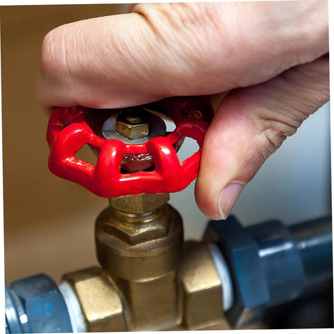 Hand turning red finish cast iron valve handle for fluid control, part of 10Pcs Hand Wheel Cast Iron Valve Handles For Fluid Control No Fuss Easy Install Durable Built To Last Vintage Farmhouse Style Gate Valve Knobs For Old School DIY Projects And Retro Applications