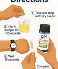 Directions for using PH Test Strips 0-14, 100 Count, Litmus Paper For Water, Pools, Aquariums, Urine And Saliva Testing, Includes Color Chart