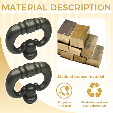 Solid As A Rock Matte Black Ring Knobs For Kitchen Cabinets And Bedroom Drawers Vintage Drop Design with bronze material description.