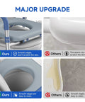 Adjustable Toilet Seat Riser With Plush Pu Foam Pad For Elderly And Seniors shows smooth edges for comfort and easy cleaning, highlighting product features.