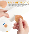 Round Beech Wood Cabinet Handles 4 Pack Circular Drawer Pulls 35mm Single Hole Mount Farmhouse Style easy installation view