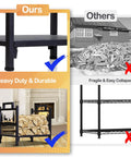 Beefy Heavy Duty Steel Firewood Rack For Indoor And Outdoor Use Log Holder comparison, highlighting durability and stability.