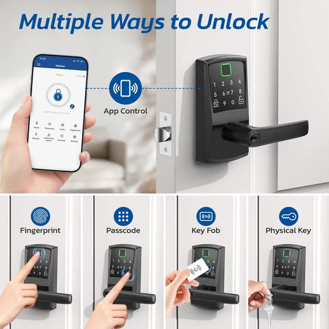 Heavy Duty Keypad Smart Door Lock With Fingerprint Keyless Entry And Digital Deadbolt Alternative For Front Doors In Matte Black Aluminum Build With No Sweat Setup For Top Tier Home Security Upgrades