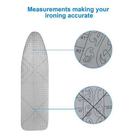 Four Layer Thick Ironing Board Cover And Pad With Elastic 2 Inch Band Stain Resistant Durable No Fray with French Curve Design