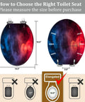 Toilet Seat Elongated Resin for Halloween Decor with measurement guide, 14.5" x 18.5" size, smoke design.