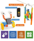Five Robot STEM Kit For Kids Ages Seven and Up With Rope Climbing Robot and Solar Car includes motors and remote control