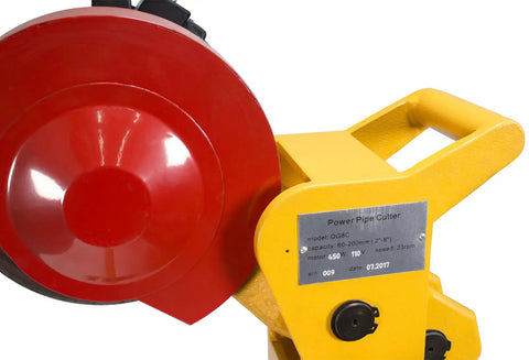 Heavy Duty Pipe Cutter With Hydraulic Hand Pump For Steel Pipe Two And A Half Inch To Eight Inch Schedule 10/40, close-up of cutting wheel