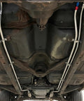 Underbody view showing Three Eighths Inch Sixteen Foot Aluminum Brake Line Tubing For Auto And Motorcycle Hydraulic Braking Systems.