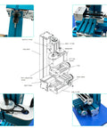 Detailed view of Garage Ready Mini Metal Milling Machine With Benchtop Lathe And Slick Precision Vise For 3000 Rpm, showing components.