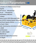 Heavy Duty Electric Pipe Threader Machine For Plumbing Pros Works Like A Charm Handles 1/2 To 2 Inch Pipes Smoothly featuring 750W motor.