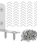 50 Piece Kickass Stainless Steel L Shaped Corner Brackets Heavy Duty 90 Degree Right Angle Support Hardware For Hassle Free Furniture Assembly And Wall Panel Reinforcement Solid Workhorse Build with screws
