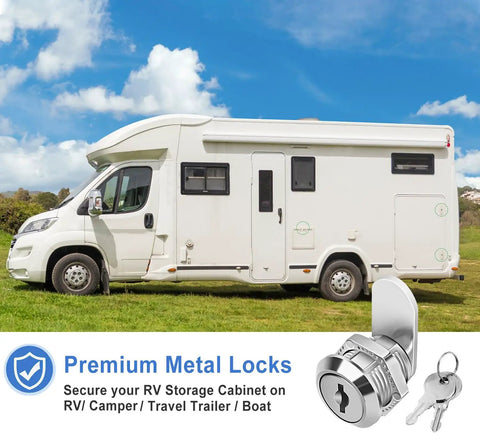 Five Eighths Inch Zinc Alloy Cam Locks Set With Keys, RV in background
