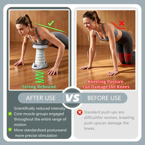 Push Up Assist Trainer For Beginners No Sweat With Waist And Core Support, Spring Loaded Push Up Helper vs traditional push-ups