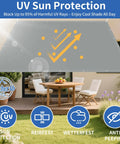 Waterproof Sun Shade Sail 13 by 16 Feet Rectangle With Grommets UV Blocking Shade Cloth For Backyard Deck Patio Garden, Light Gray, 280GSM Polyester, shown installed over outdoor patio set.