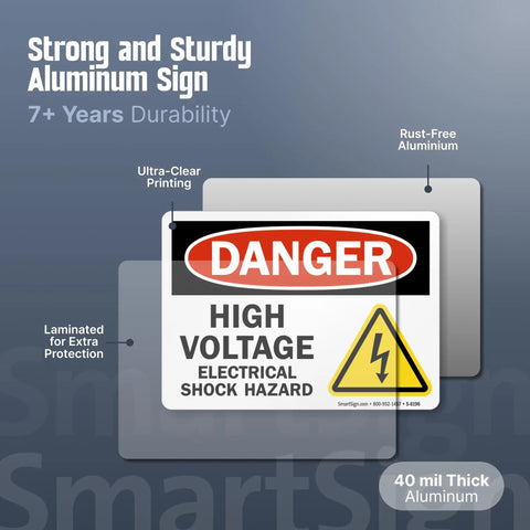 Danger High Voltage Electrical Shock Hazard Sign 10 By 14 Inches OSHA Metal Sign Made From 40 Mil Laminated Rustproof Aluminum