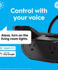 Cync Outdoor Smart Plug With Bluetooth And Wi-Fi Weather-Resistant Outdoor Outlet Socket in black showcasing voice control feature.