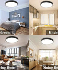 Sleek Black Flush Mount LED Ceiling Light Fixture 19.6 Inch 39W Modern Ceiling Lamp in bedroom, kitchen, living room, dining room