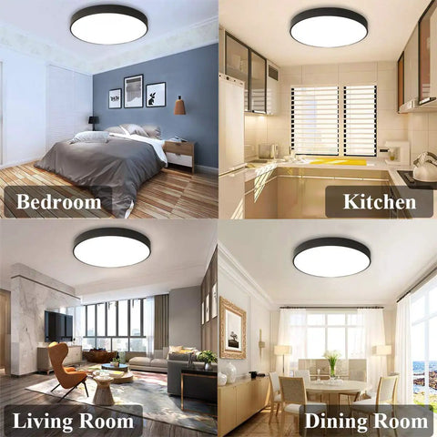 Sleek Black Flush Mount LED Ceiling Light Fixture 19.6 Inch 39W Modern Ceiling Lamp in bedroom, kitchen, living room, dining room