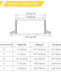 4-inch tri-clamp ferrule size chart diagram showing tubing OD/ID and ferrule OD for sizes 1.5–4 inches