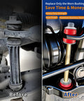 Before and after sway bar bushing repair kit with stainless steel washers and nuts for front stabilizer bar bushings