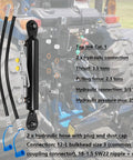 Beefy Heavy Duty Hydraulic Top Link For Tractors And Excavators Adjustable Cat 1 To 2 Length One Eighth To Twenty Six And Three Eighths Inches Includes Locking Block And Dual Hoses shown mounted on tractor