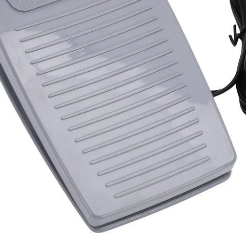 Top Shelf Foot Controller Pedal For Home Sewing Machines With Attached Cord Dead Even Speed Control Compatible With Eversewn Singer Huskystar Models Ironclad Replacement Piece, gray pedal surface with textured design.