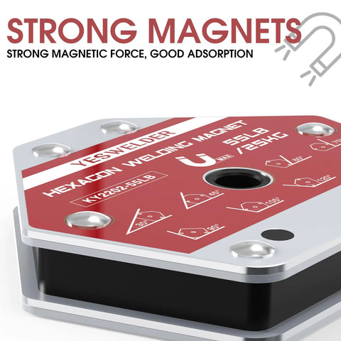 Hexagon-shaped YesWelder multi-angle welding magnets with strong magnetic force, ideal for precise fixturing and tacking.