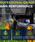 Easy Spread Lawn Fertilizer With Iron For Deep Green Color And Stronger Roots Granular Turf Food For Spring Boost Even Coverage Across Your Yard 12 0 8 NPK With Iron For Rich Green Growth And Tougher Grass spreader on lawn