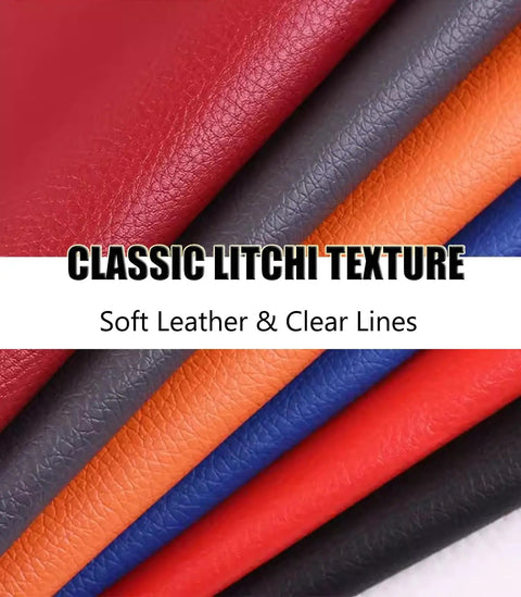 Lychee Grain PU Leather Patch Self Stick Repair For Sofas, Chairs, Car Seats, and Furniture showcasing texture in various colors