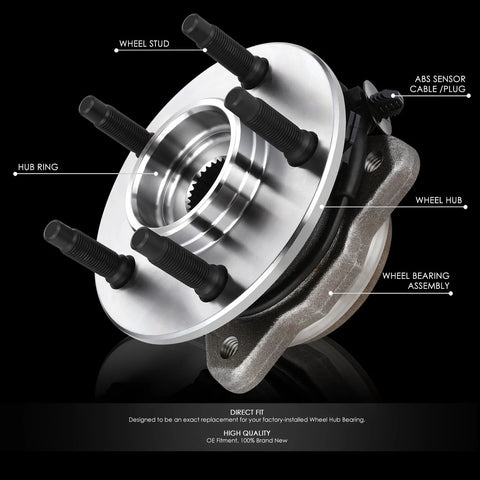 Front Wheel Bearing Hub Assembly With ABS Sensor For Ford Ranger 2009 2010 2011 And Mazda B4000 2003 2010 4x4 4WD Steel Construction Replacement Part Interchange 295129 515129 WE61913 showing components and design features.