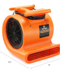 Heavy Duty Industrial Air Mover Carpet Dryer And Stackable Floor Blower With Three Speed Settings And Badass One Horsepower Motor, side view.