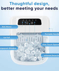 Countertop Ice Maker With Handle, Fast 6 To 8 Minute Bullet Ice Cubes, Produces 26 Lbs Per Day, Self Cleaning With Ice Basket And Scoop