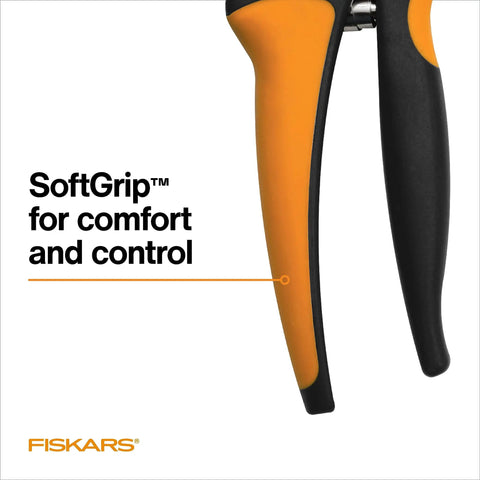 Handle of bypass pruning shears with ergonomic soft grip for comfort, part of the Bypass Pruning Shears For Fast Clean Cuts.